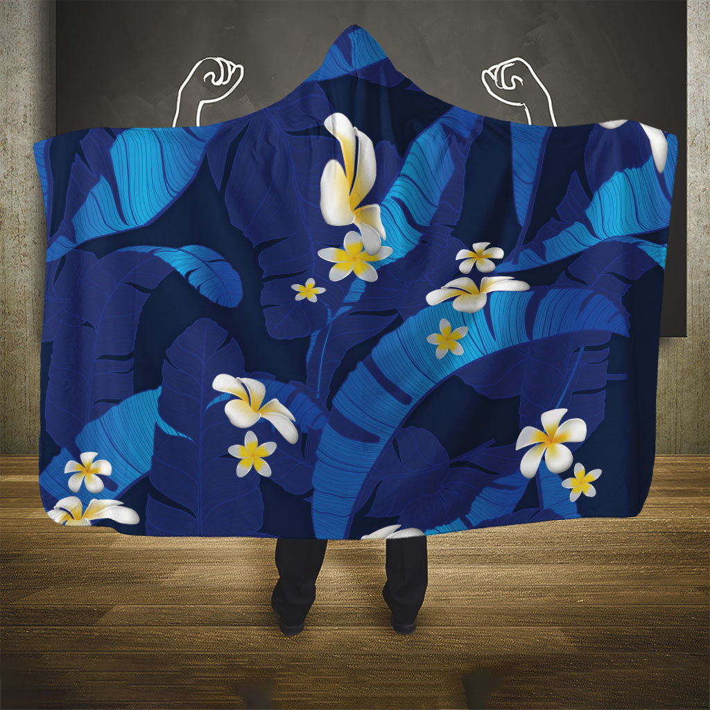 Teal Purple Banana Leaf Hawaii Hooded Blanket Lau Maia Plumeria Tropical Summer Vibes LT14 - Polynesian Pride
