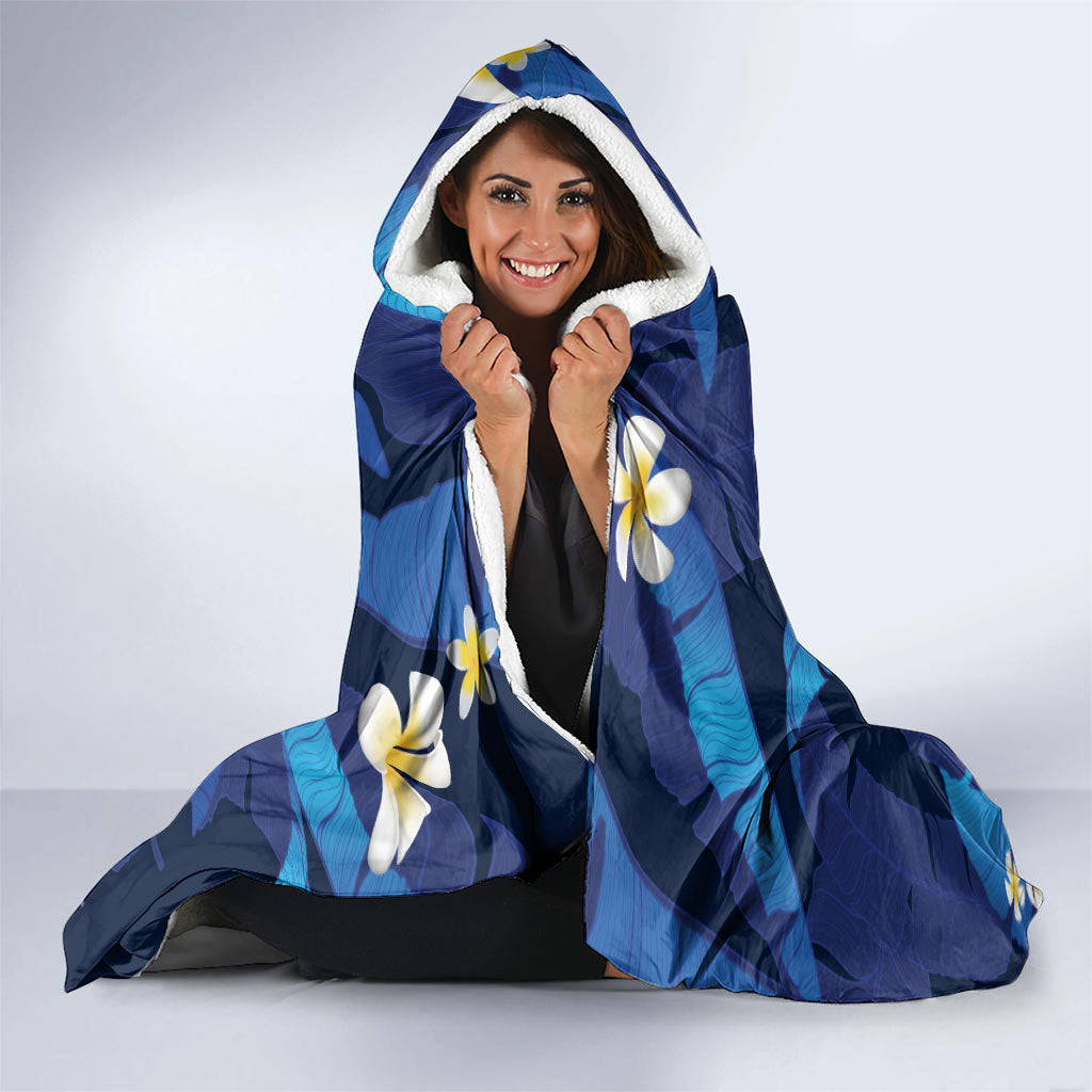 Teal Purple Banana Leaf Hawaii Hooded Blanket Lau Maia Plumeria Tropical Summer Vibes LT14 - Polynesian Pride
