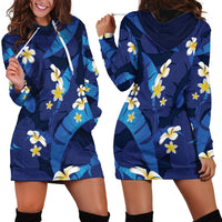 Teal Purple Banana Leaf Hawaii Hoodie Dress Lau Maia Plumeria Tropical Summer Vibes LT14 - Polynesian Pride