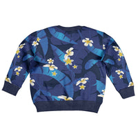 Teal Purple Banana Leaf Hawaii Kid Ugly Christmas Sweater Lau Maia Plumeria Tropical Summer Vibes