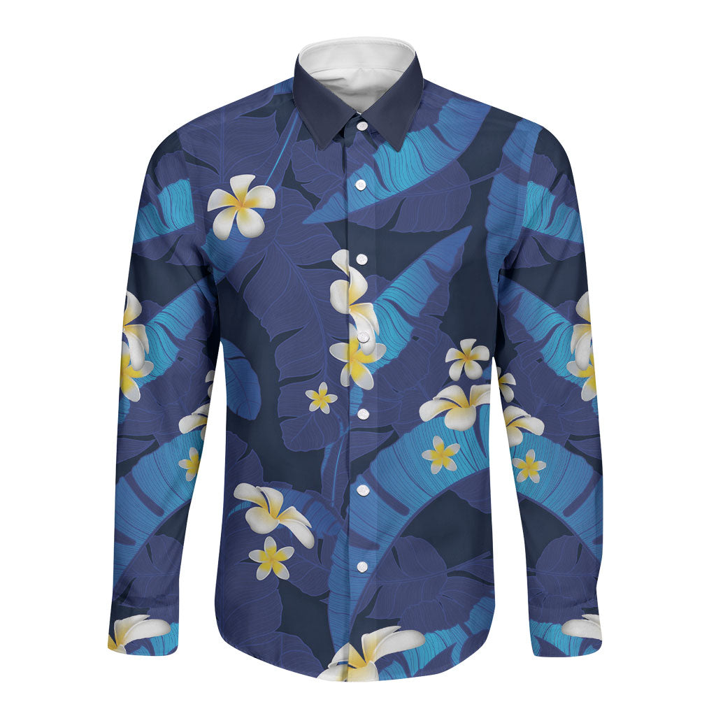 Teal Purple Banana Leaf Hawaii Long Sleeve Button Shirt Lau Maia Plumeria Tropical Summer Vibes LT14 Unisex Teal Purple - Polynesian Pride