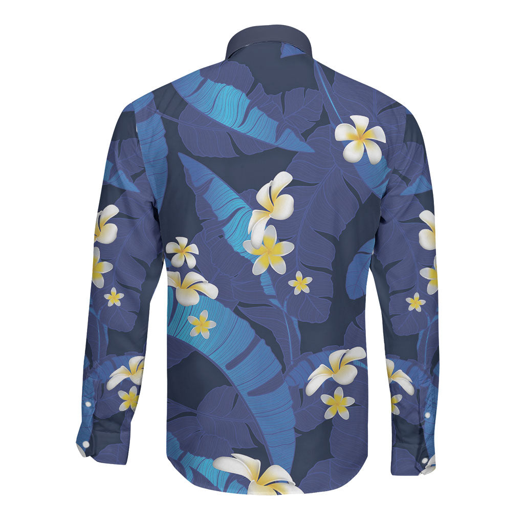 Teal Purple Banana Leaf Hawaii Long Sleeve Button Shirt Lau Maia Plumeria Tropical Summer Vibes LT14 - Polynesian Pride
