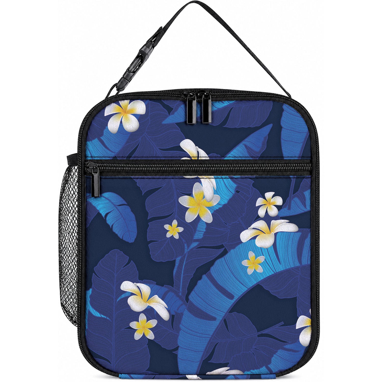 Teal Purple Banana Leaf Hawaii Lunch Bag Lau Maia Plumeria Tropical Summer Vibes LT14 10.2 × 8.3 × 4.3 inch Teal Purple - Polynesian Pride