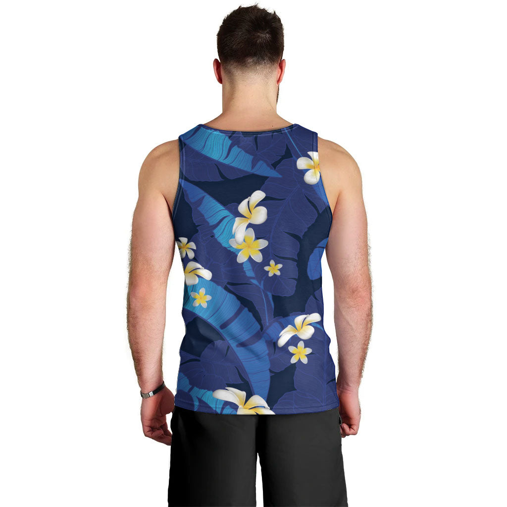 Teal Purple Banana Leaf Hawaii Men Tank Top Lau Maia Plumeria Tropical Summer Vibes LT14 - Polynesian Pride