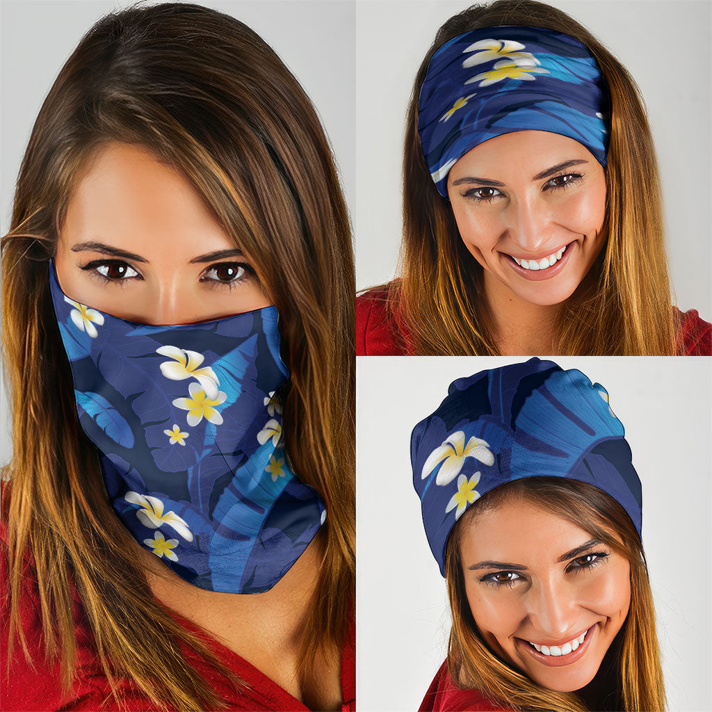 Teal Purple Banana Leaf Hawaii Neck Gaiter Lau Maia Plumeria Tropical Summer Vibes LT14 - Polynesian Pride