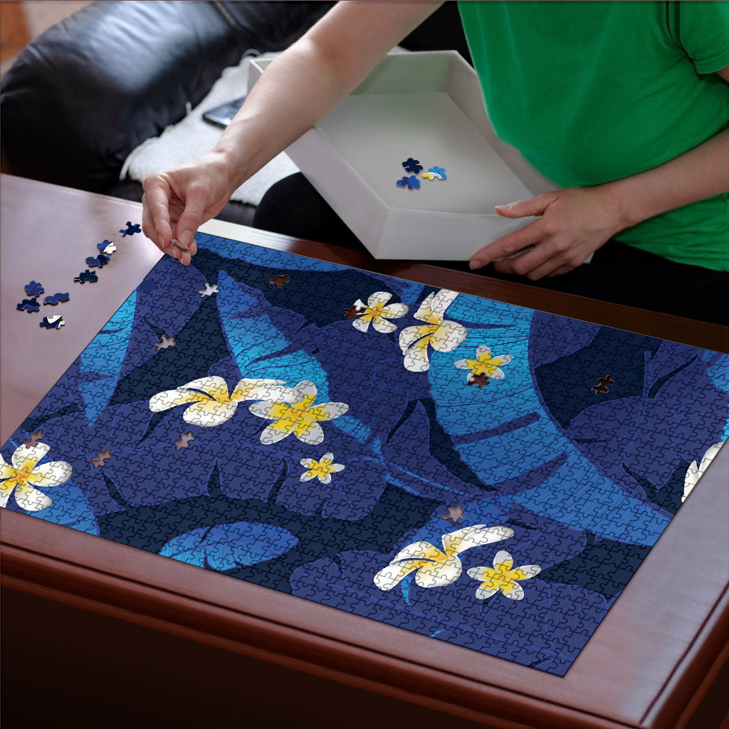 Teal Purple Banana Leaf Hawaii Puzzle Lau Maia Plumeria Tropical Summer Vibes LT14 - Polynesian Pride