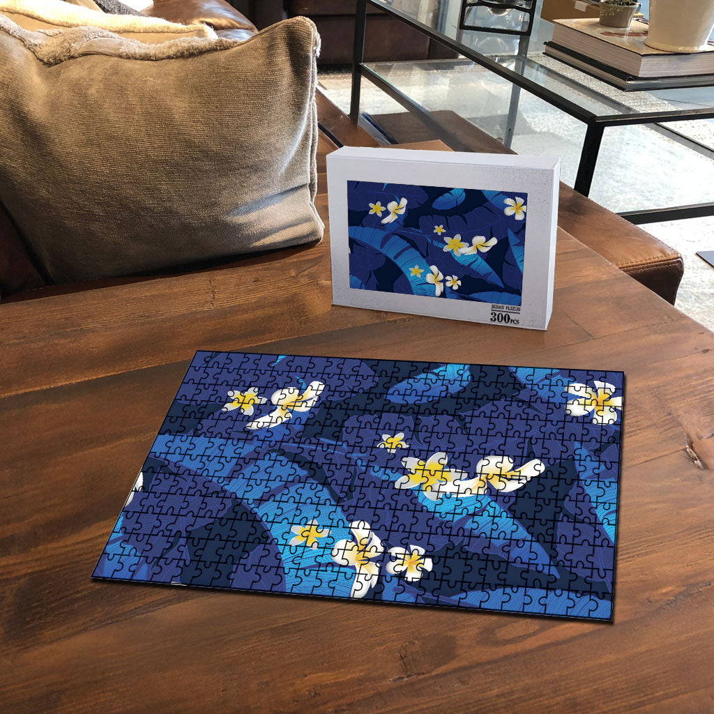 Teal Purple Banana Leaf Hawaii Puzzle Lau Maia Plumeria Tropical Summer Vibes LT14 - Polynesian Pride