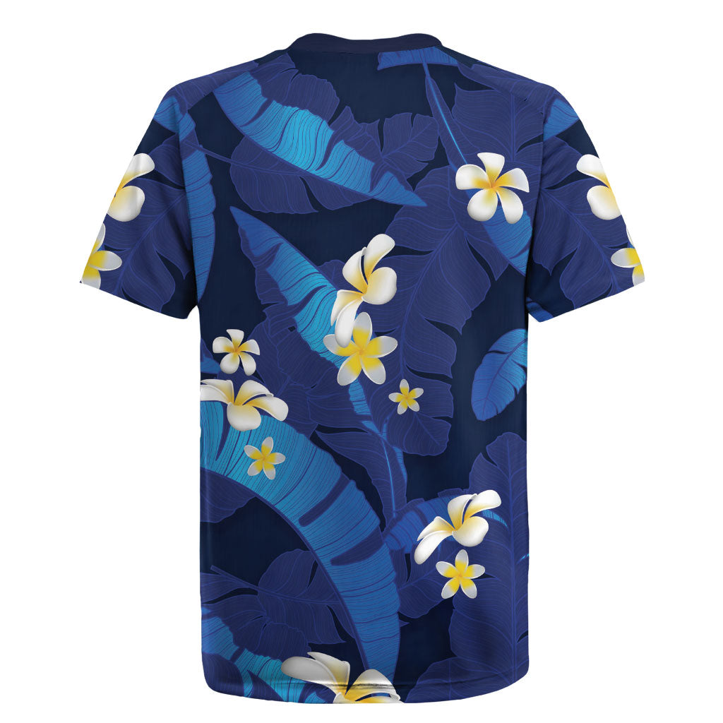 Teal Purple Banana Leaf Hawaii Rugby Jersey Lau Maia Plumeria Tropical Summer Vibes LT14 - Polynesian Pride