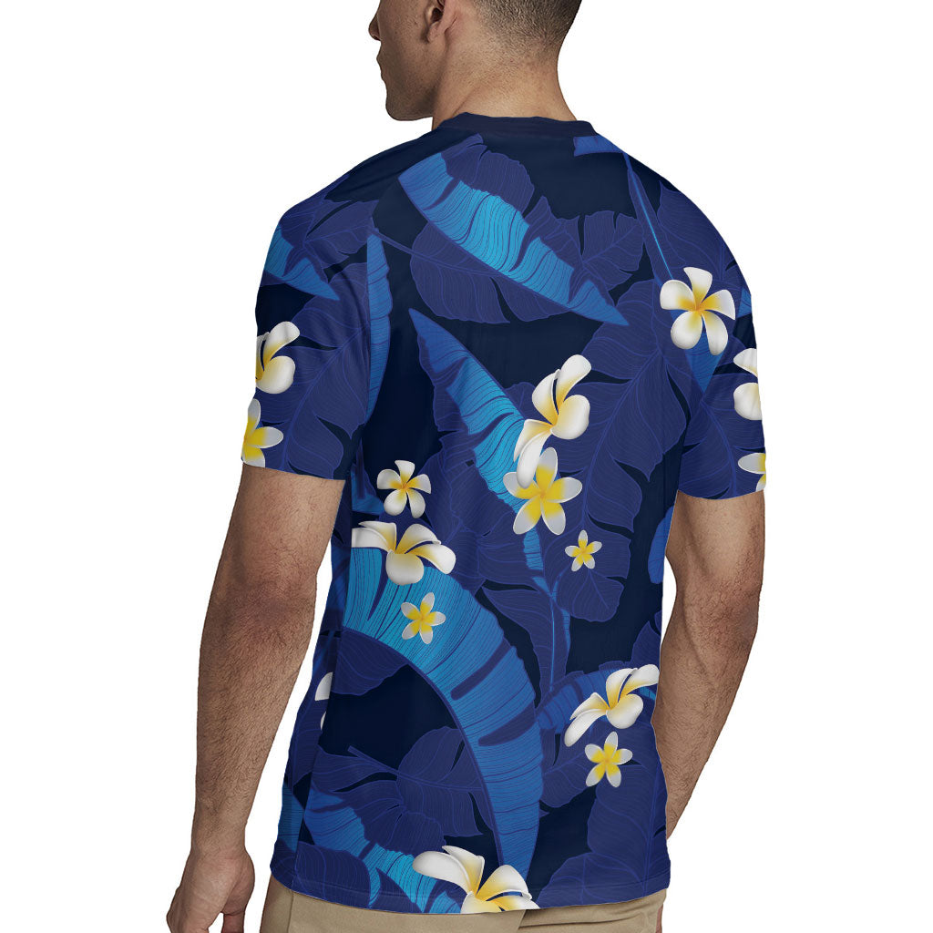 Teal Purple Banana Leaf Hawaii Rugby Jersey Lau Maia Plumeria Tropical Summer Vibes LT14 - Polynesian Pride