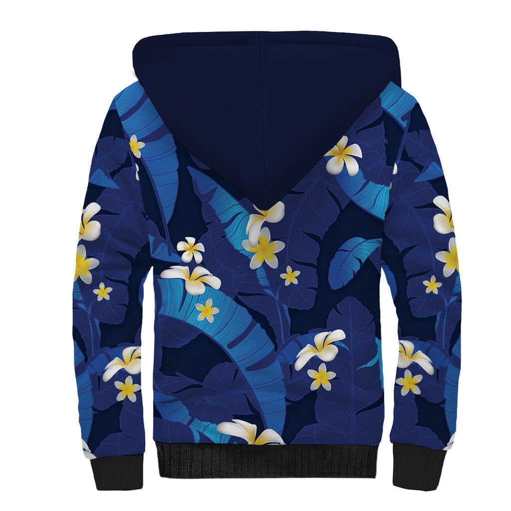 Teal Purple Banana Leaf Hawaii Sherpa Hoodie Lau Maia Plumeria Tropical Summer Vibes LT14 - Polynesian Pride