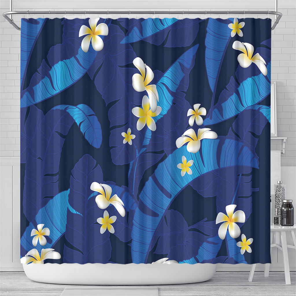 Teal Purple Banana Leaf Hawaii Shower Curtain Lau Maia Plumeria Tropical Summer Vibes LT14 - Polynesian Pride