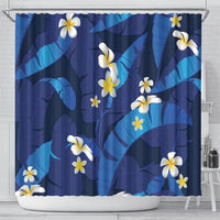 Teal Purple Banana Leaf Hawaii Shower Curtain Lau Maia Plumeria Tropical Summer Vibes LT14 - Polynesian Pride