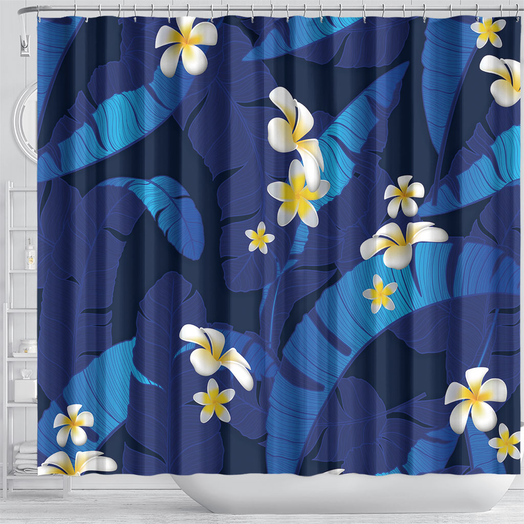 Teal Purple Banana Leaf Hawaii Shower Curtain Lau Maia Plumeria Tropical Summer Vibes LT14 - Polynesian Pride