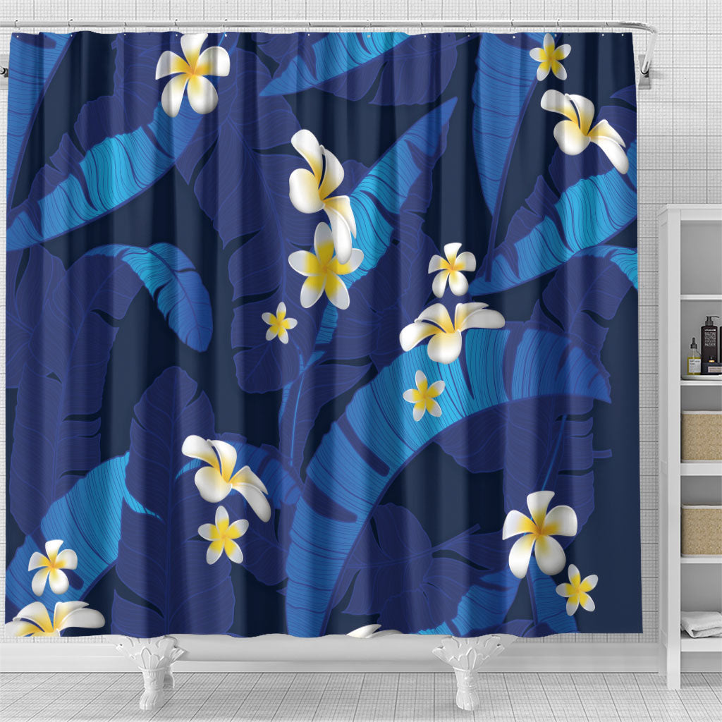 Teal Purple Banana Leaf Hawaii Shower Curtain Lau Maia Plumeria Tropical Summer Vibes LT14 - Polynesian Pride