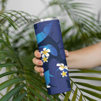 Teal Purple Banana Leaf Hawaii Skinny Tumbler Lau Maia Plumeria Tropical Summer Vibes LT14 - Polynesian Pride