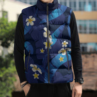 Teal Purple Banana Leaf Hawaii Sleeveless Puffer Jacket Lau Maia Plumeria Tropical Summer Vibes LT14 - Polynesian Pride