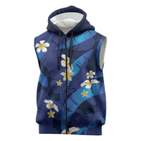 Teal Purple Banana Leaf Hawaii Sleeveless Zip Hoodie Lau Maia Plumeria Tropical Summer Vibes LT14 Teal Purple - Polynesian Pride