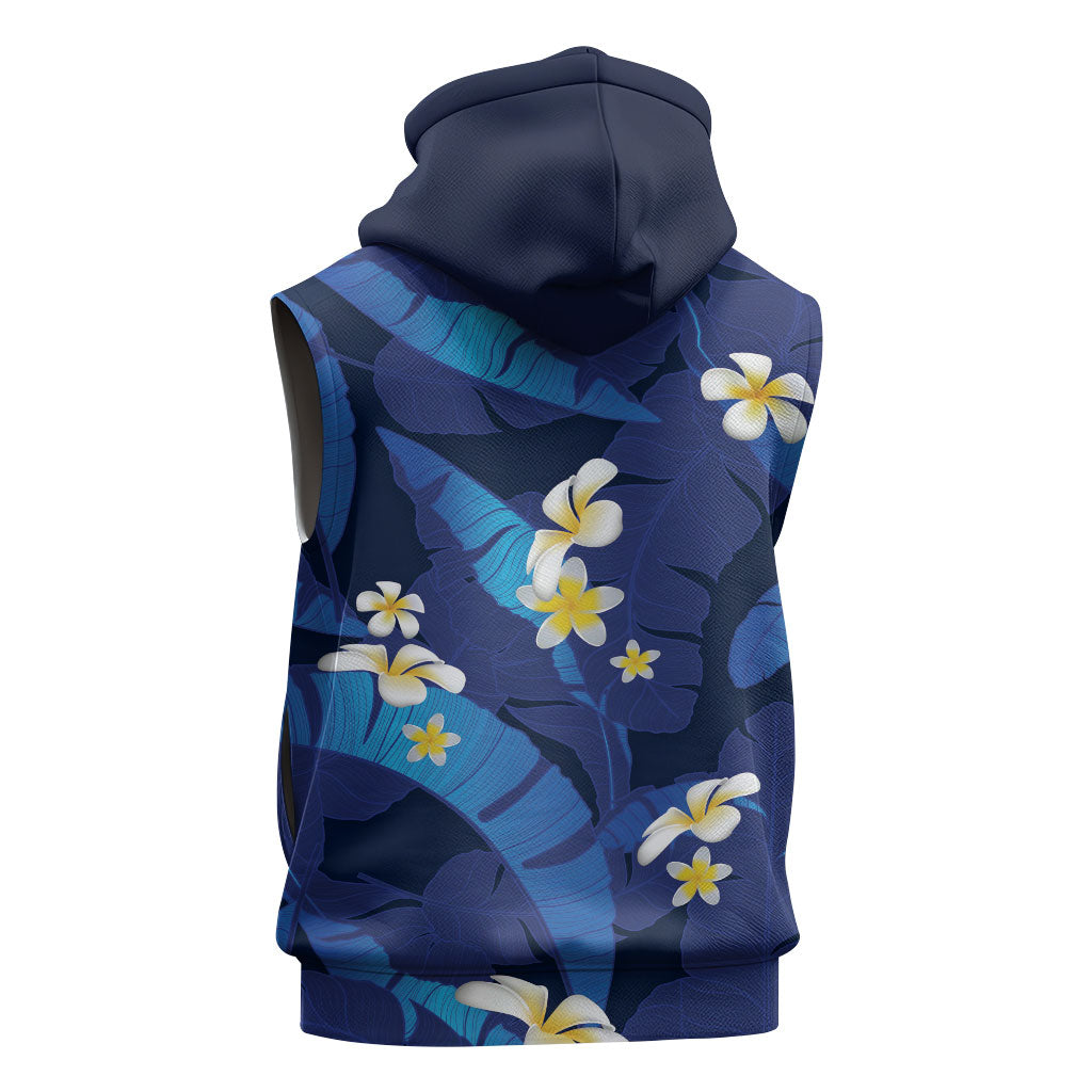 Teal Purple Banana Leaf Hawaii Sleeveless Zip Hoodie Lau Maia Plumeria Tropical Summer Vibes LT14 - Polynesian Pride