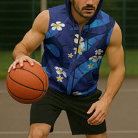 Teal Purple Banana Leaf Hawaii Sleeveless Zip Hoodie Lau Maia Plumeria Tropical Summer Vibes LT14 - Polynesian Pride