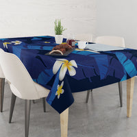 Teal Purple Banana Leaf Hawaii Tablecloth Lau Maia Plumeria Tropical Summer Vibes LT14 - Polynesian Pride