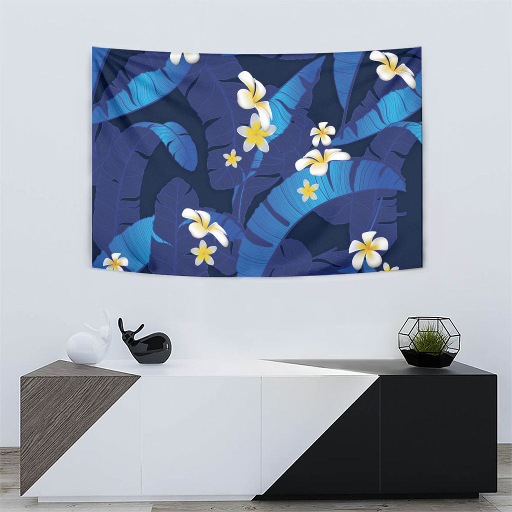 Teal Purple Banana Leaf Hawaii Tapestry Lau Maia Plumeria Tropical Summer Vibes LT14 - Polynesian Pride