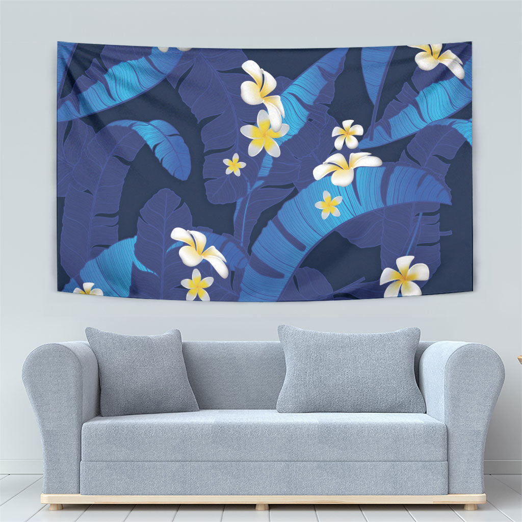 Teal Purple Banana Leaf Hawaii Tapestry Lau Maia Plumeria Tropical Summer Vibes LT14 - Polynesian Pride