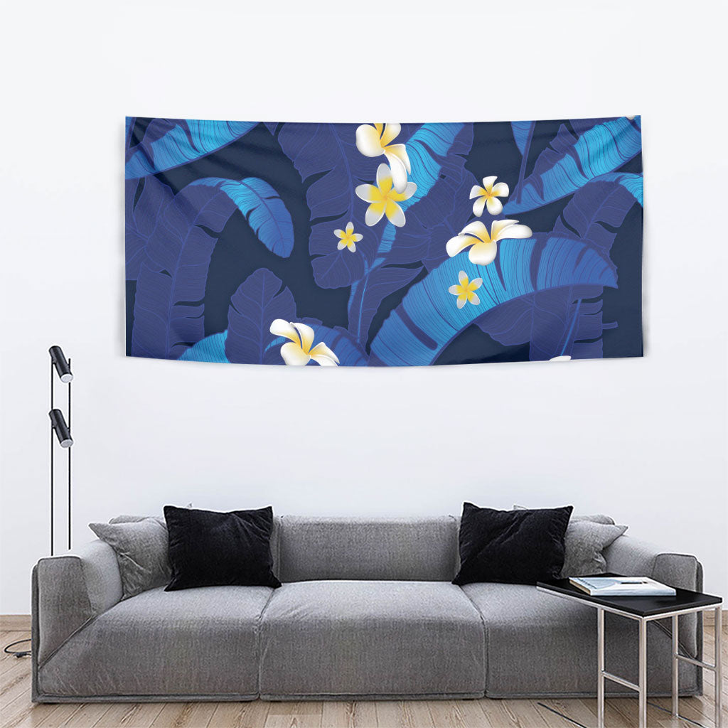 Teal Purple Banana Leaf Hawaii Tapestry Lau Maia Plumeria Tropical Summer Vibes LT14 - Polynesian Pride
