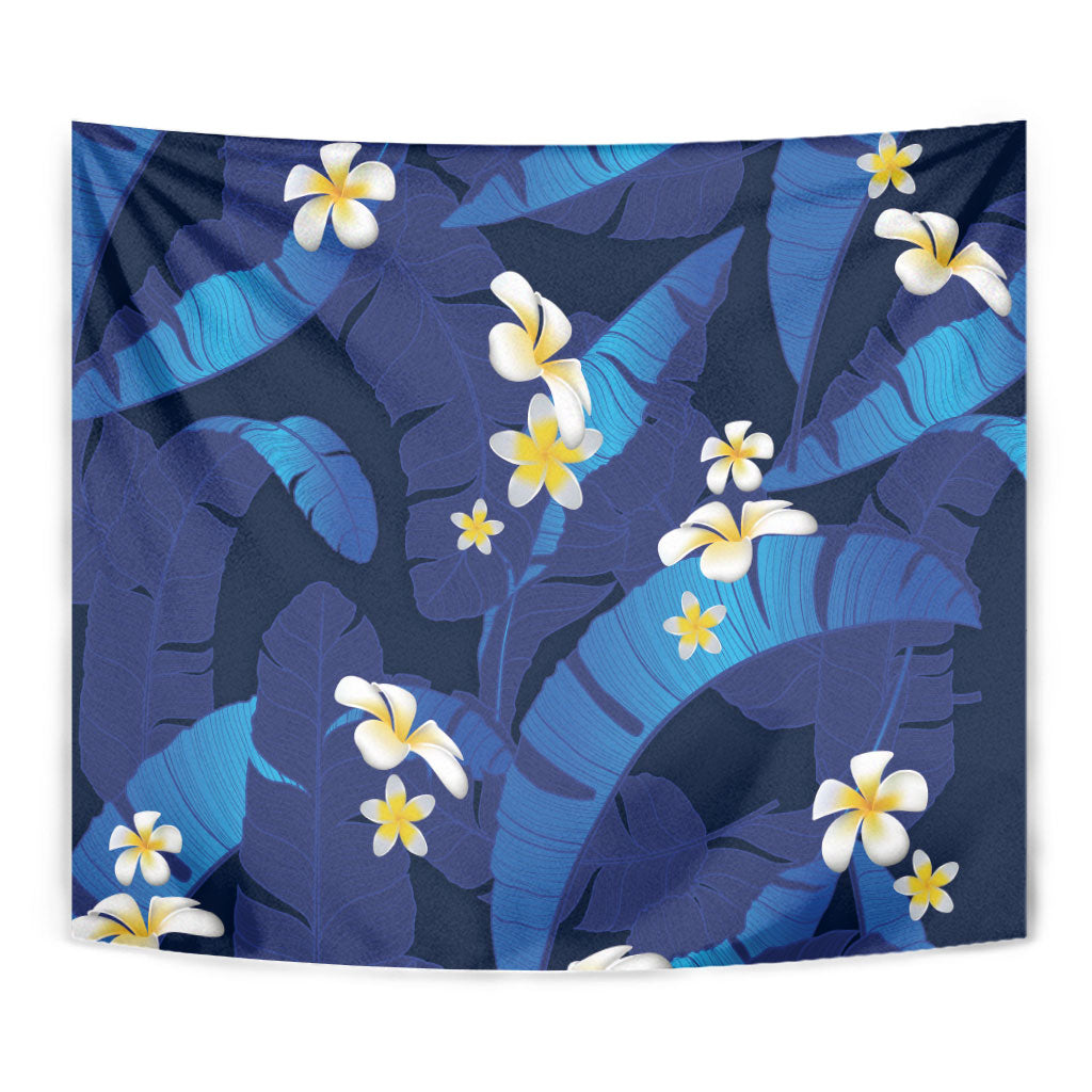 Teal Purple Banana Leaf Hawaii Tapestry Lau Maia Plumeria Tropical Summer Vibes LT14 - Polynesian Pride