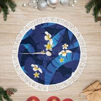 Teal Purple Banana Leaf Hawaii Tree Skirt Lau Maia Plumeria Tropical Summer Vibes