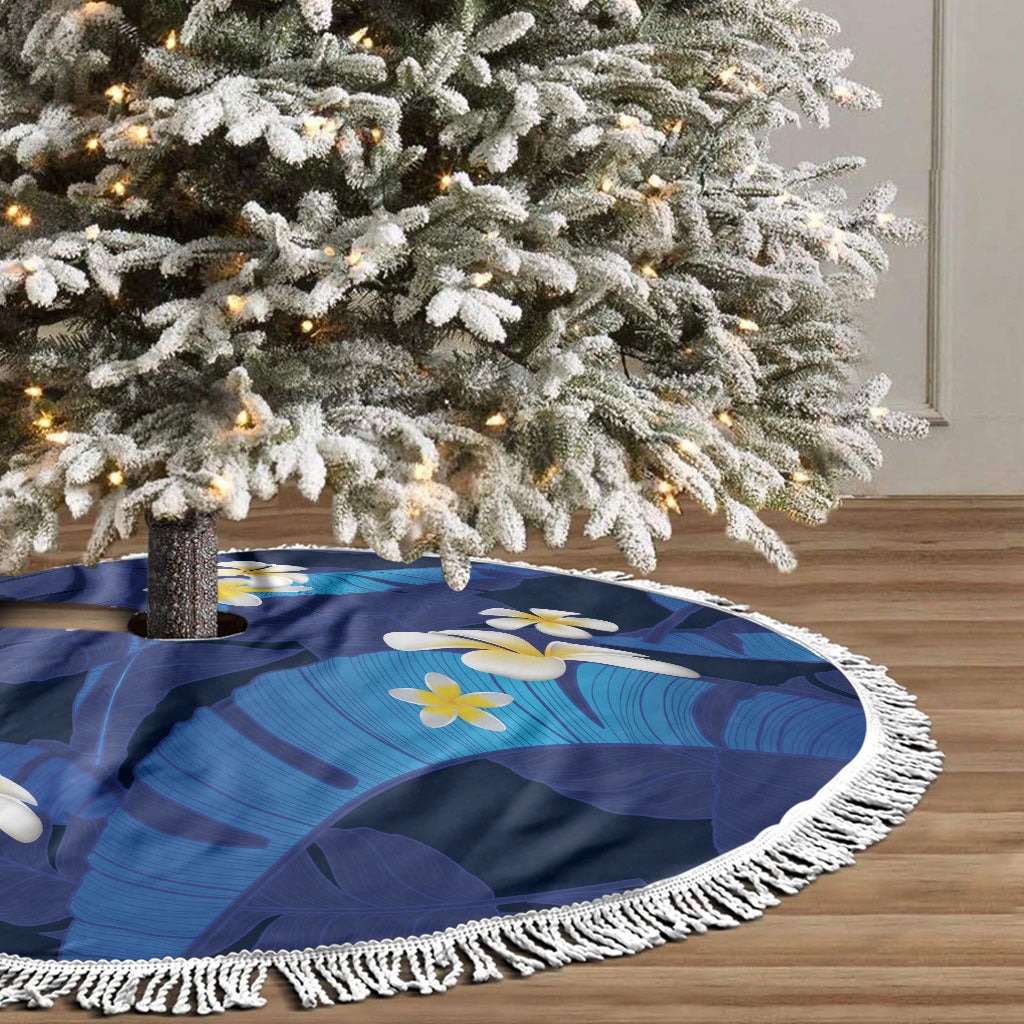 Teal Purple Banana Leaf Hawaii Tree Skirt Lau Maia Plumeria Tropical Summer Vibes
