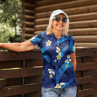 Teal Purple Banana Leaf Hawaii Women Polo Shirt Lau Maia Plumeria Tropical Summer Vibes LT14 - Polynesian Pride