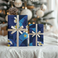 Teal Purple Banana Leaf Hawaii Wrapping Paper Lau Maia Plumeria Tropical Summer Vibes LT14 - Polynesian Pride