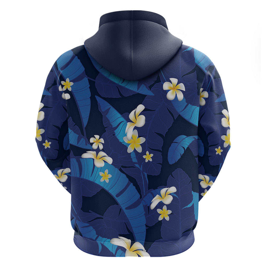 Teal Purple Banana Leaf Hawaii Zip Hoodie Lau Maia Plumeria Tropical Summer Vibes LT14 - Polynesian Pride