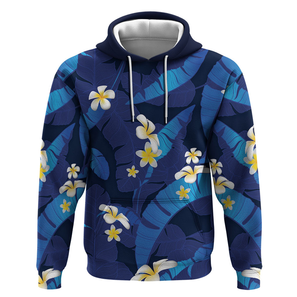 Teal Purple Banana Leaf Hawaii Zip Hoodie Lau Maia Plumeria Tropical Summer Vibes LT14 Pullover Hoodie Teal Purple - Polynesian Pride