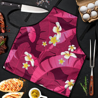 Pink Banana Leaf Hawaii Apron Lau Maia Plumeria Tropical Summer Vibes LT14 Pink - Polynesian Pride
