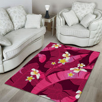 Pink Banana Leaf Hawaii Area Rug Lau Maia Plumeria Tropical Summer Vibes LT14 - Polynesian Pride