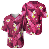 Pink Banana Leaf Hawaii Baseball Jersey Lau Maia Plumeria Tropical Summer Vibes LT14 - Polynesian Pride