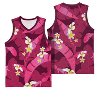 Pink Banana Leaf Hawaii Basketball Jersey Lau Maia Plumeria Tropical Summer Vibes LT14 - Polynesian Pride