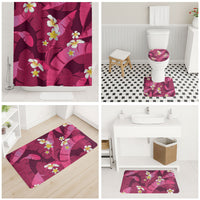 Pink Banana Leaf Hawaii Bathroom Set Lau Maia Plumeria Tropical Summer Vibes LT14 - Polynesian Pride