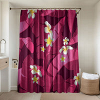 Pink Banana Leaf Hawaii Bathroom Set Lau Maia Plumeria Tropical Summer Vibes LT14 Shower Curtain Only Pink - Polynesian Pride