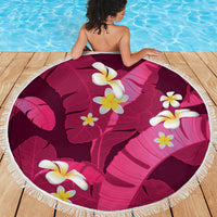 Pink Banana Leaf Hawaii Beach Blanket Lau Maia Plumeria Tropical Summer Vibes LT14 - Polynesian Pride