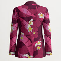 Pink Banana Leaf Hawaii Blazer Lau Maia Plumeria Tropical Summer Vibes LT14 - Polynesian Pride