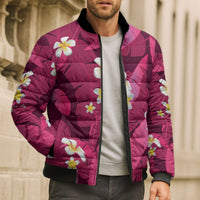 Pink Banana Leaf Hawaii Bomber Puffer Jacket Lau Maia Plumeria Tropical Summer Vibes LT14 - Polynesian Pride