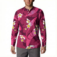 Pink Banana Leaf Hawaii Button Sweatshirt Lau Maia Plumeria Tropical Summer Vibes LT14 - Polynesian Pride