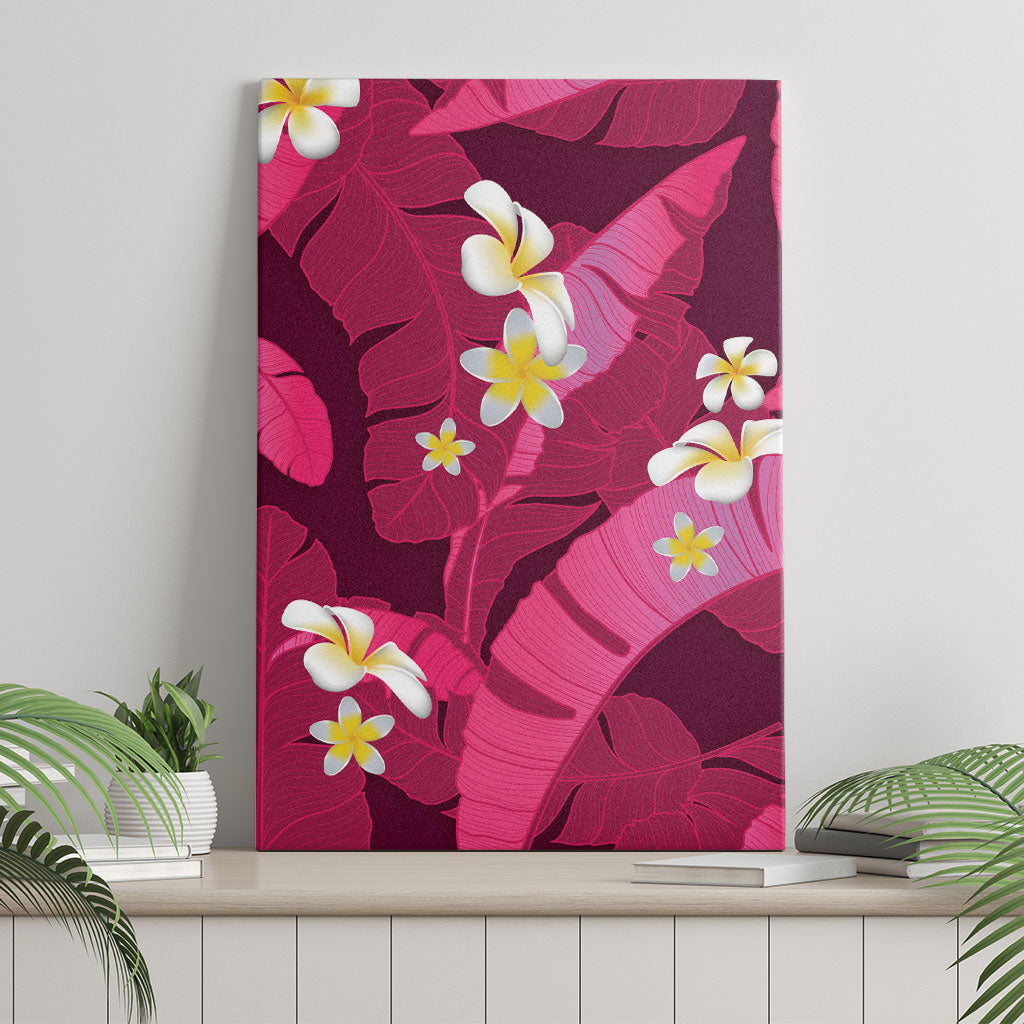 Pink Banana Leaf Hawaii Canvas Wall Art Lau Maia Plumeria Tropical Summer Vibes LT14 - Polynesian Pride