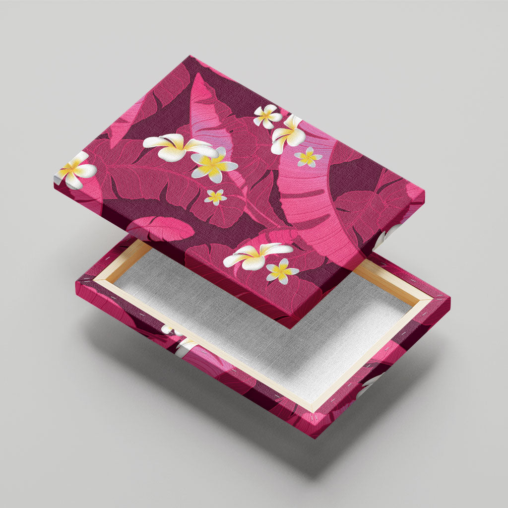 Pink Banana Leaf Hawaii Canvas Wall Art Lau Maia Plumeria Tropical Summer Vibes LT14 - Polynesian Pride