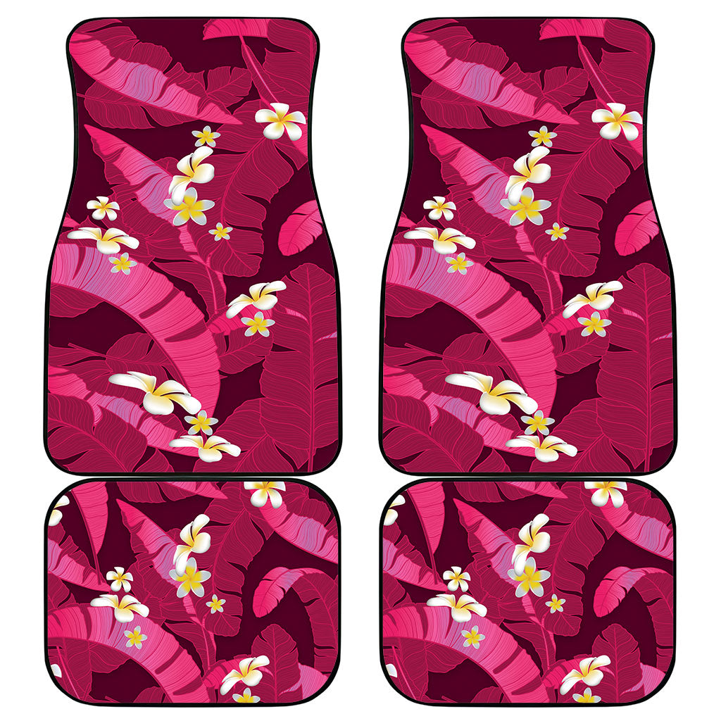 Pink Banana Leaf Hawaii Car Mats Lau Maia Plumeria Tropical Summer Vibes LT14 - Polynesian Pride