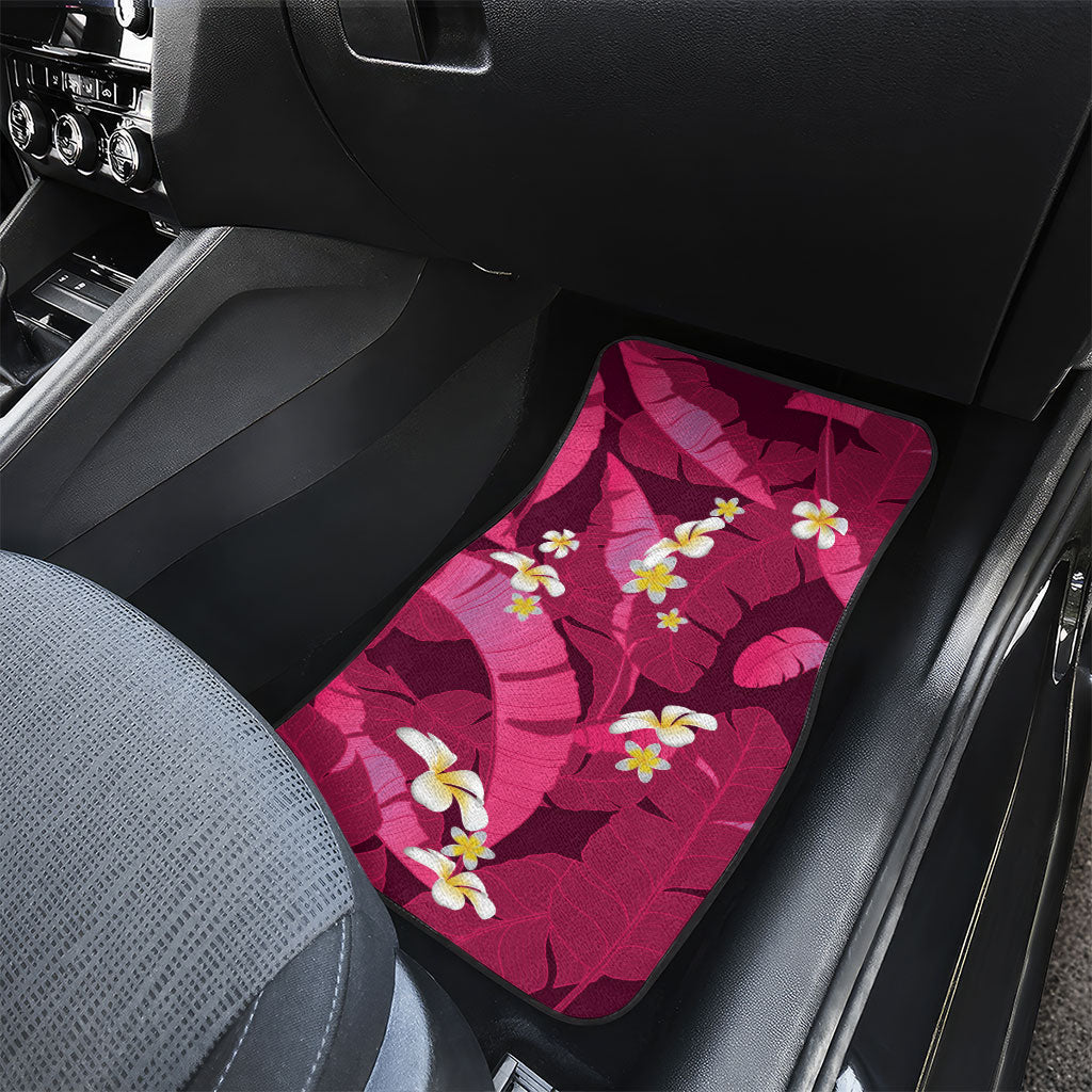 Pink Banana Leaf Hawaii Car Mats Lau Maia Plumeria Tropical Summer Vibes LT14 - Polynesian Pride