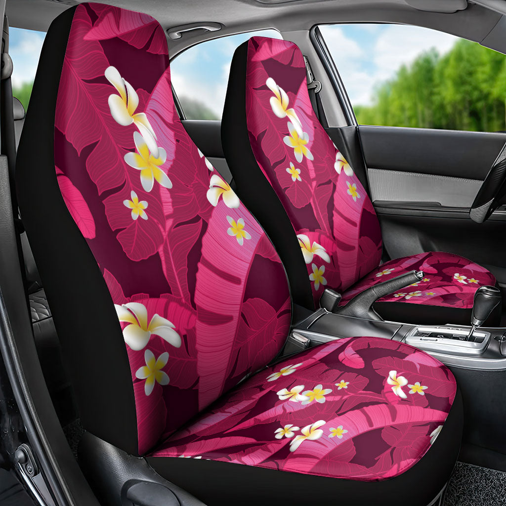 Pink Banana Leaf Hawaii Car Seat Cover Lau Maia Plumeria Tropical Summer Vibes LT14 - Polynesian Pride
