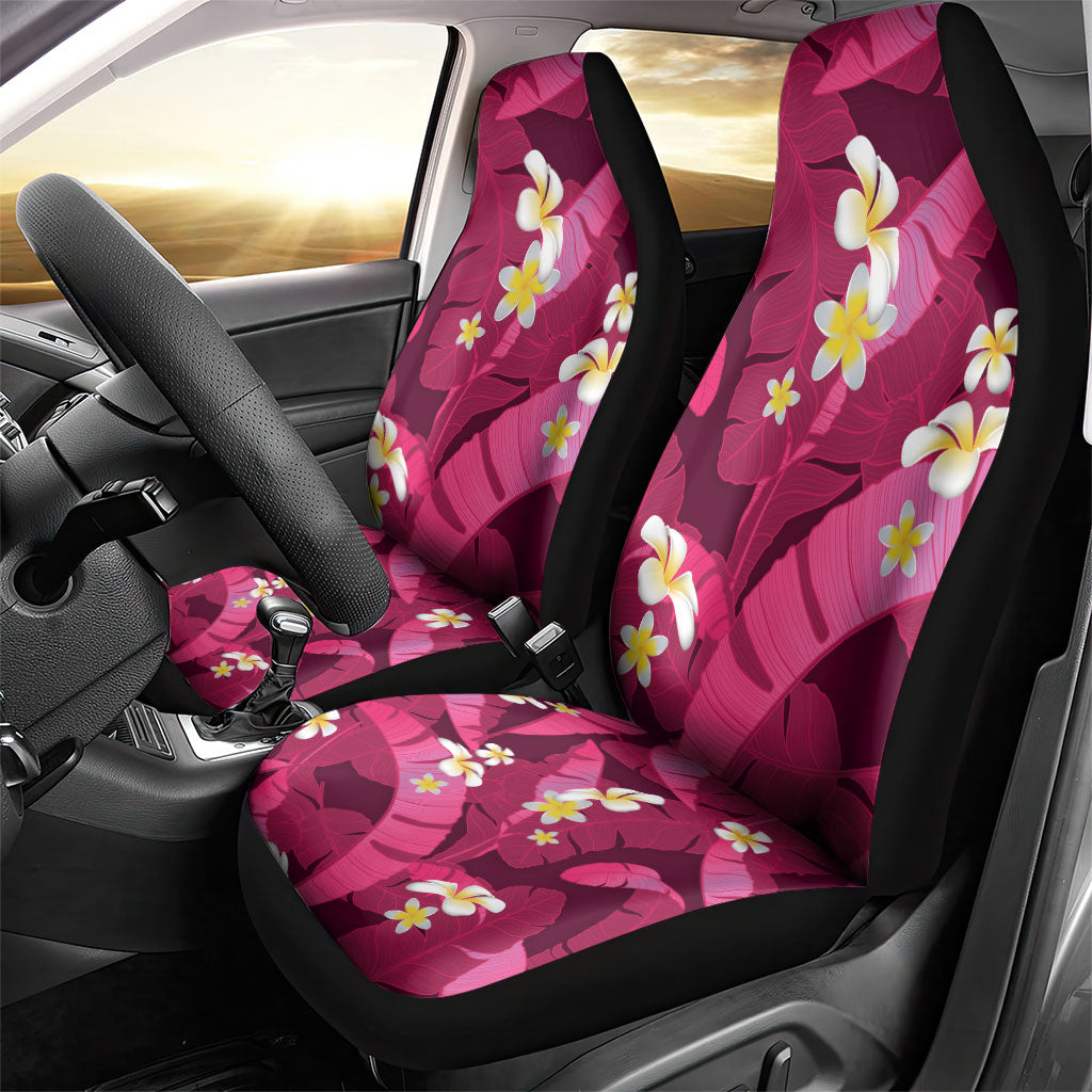 Pink Banana Leaf Hawaii Car Seat Cover Lau Maia Plumeria Tropical Summer Vibes LT14 - Polynesian Pride